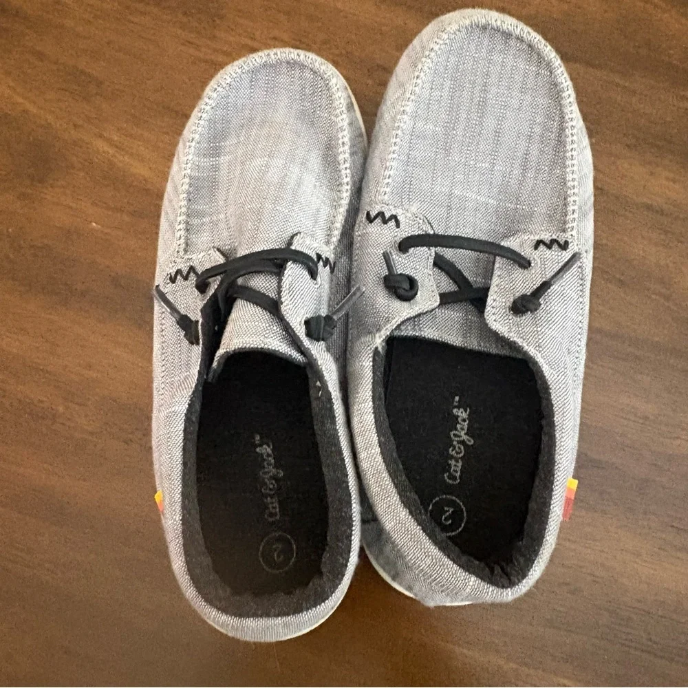 Cat & Jack Boys Size 2 Shoes Hey Dude Like Slip On Loafer Grey Blue school